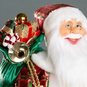 Новогодняя фигура Санта Клаус с плюшевым мишкой 60 см красный Edelman фото 4