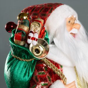 Новогодняя фигура Санта Клаус с плюшевым мишкой 60 см красный Edelman фото 8