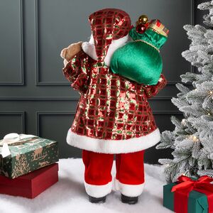 Новогодняя фигура Санта Клаус с плюшевым мишкой 60 см красный Edelman фото 3