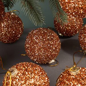 Набор елочных шаров Fluffy Shine: Персиковый 8 см, 24 шт Edelman фото 3