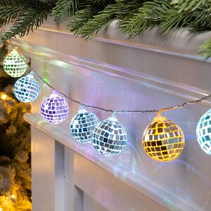 Светодиодная гирлянда Диско Шар - Reflection Mirror 1.5 м, 10 RGB LED ламп, таймер, на батарейках