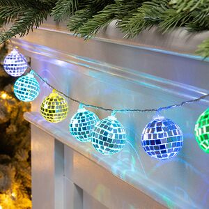 Светодиодная гирлянда Диско Шар - Reflection Mirror 1.5 м, 10 RGB LED ламп, таймер, на батарейках Edelman (Эдельман) фото 7