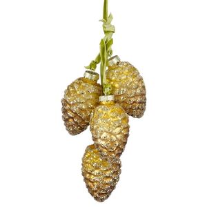Стеклянная елочная игрушка Шишки Forest Treasure 18 см золотая Edelman фото 1