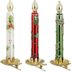 Елочные игрушки Свечи - Christmas Holly 14 см, 3 шт, клипса Edelman фото 1