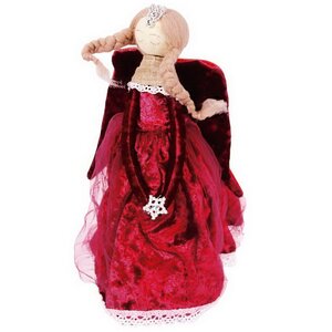 Декоративная фигура Ангел Вайнона 29 см в бархатном красном платье
