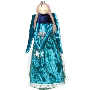 Декоративная фигура Ангел Вайнона 29 см в бархатном изумрудном платье