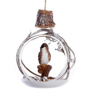 Стеклянный шар с композицией  Птичье Царство - Зяблик 9 см, подвеска