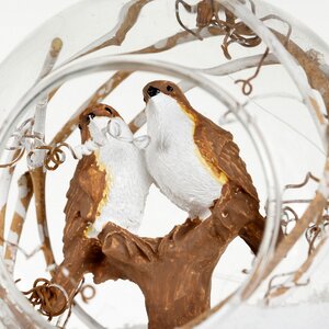 Стеклянный шар с композицией Птичье Царство - Соловушки 9 см, подвеска Kaemingk фото 2