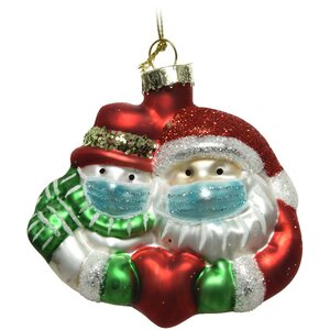 Стеклянная елочная игрушка Christmas with Love - Anticovid Series 9 см, подвеска Kaemingk фото 1