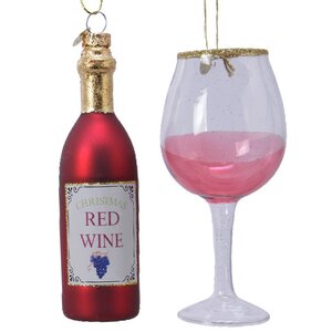 Набор стеклянных елочных игрушек Christmas Eve: Красное вино 14 см, 2 шт, подвеска Kaemingk фото 1