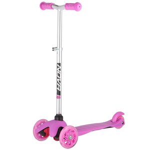Самокат-кикборд Novatrack Disco-kids Basic, светящиеся колеса 120/76 мм, нежно-розовый, до 25 кг