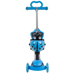 Самокат-трансформер 5 в 1 Novatrack Disco-kids, светящиеся колеса 120/90 мм, голубой, до 25 кг Novatrack фото 3