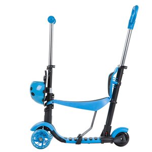 Самокат-трансформер 5 в 1 Novatrack Disco-kids, светящиеся колеса 120/90 мм, голубой, до 25 кг Novatrack фото 2