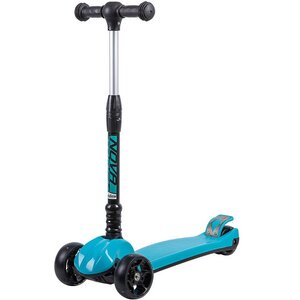 Трехколесный самокат Novatrack Rainbow Basic Color с широкими светящимися колесами 120/90, бирюзовый, до 50 кг