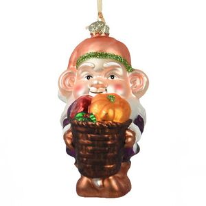 Стеклянная елочная игрушка Гном из Бардвэлла с корзинкой 11 см