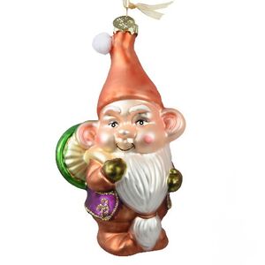 Стеклянная елочная игрушка Гном из Бардвэлла с грибочком 11 см