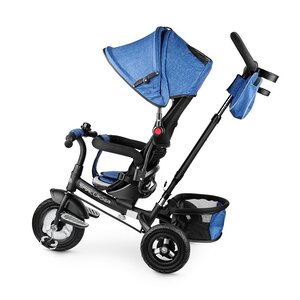 Вездеходный трехколесный велосипед Small Rider Discovery с ручкой и капюшоном, синий джинс Small Rider фото 3