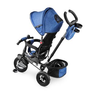 Вездеходный трехколесный велосипед Small Rider Discovery с ручкой и капюшоном, синий джинс Small Rider фото 4
