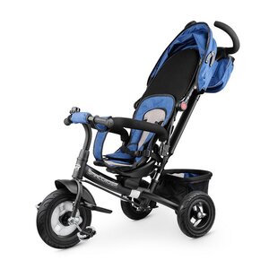 Вездеходный трехколесный велосипед Small Rider Discovery с ручкой и капюшоном, синий джинс Small Rider фото 2