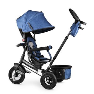 Вездеходный трехколесный велосипед Small Rider Discovery с ручкой и капюшоном, синий джинс Small Rider фото 5