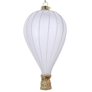Стеклянная елочная игрушка Воздушный шар Флай белый 14 см, подвеска Kaemingk фото 1