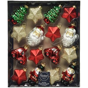Набор стеклянных елочных игрушек Christmas Mood: Manhattan 5-8 см, 16 шт Kaemingk фото 1