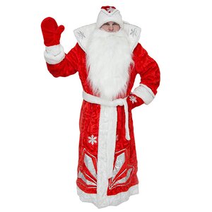 Взрослый карнавальный костюм Дед Мороз Люкс, 52-54 размер