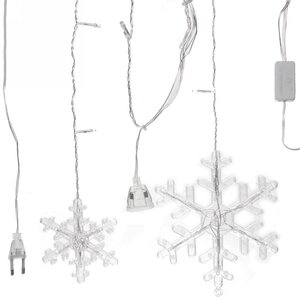 Светодиодная гирлянда бахрома Снежинки 2.5*0.9 м, 130 холодных белых LED ламп, мерцание, прозрачный ПВХ, IP20 Serpantin фото 4