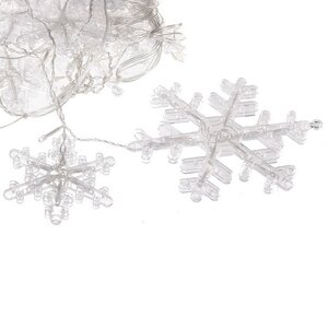 Светодиодная гирлянда бахрома Снежинки 2.5*0.9 м, 130 холодных белых LED ламп, мерцание, прозрачный ПВХ, IP20 Serpantin фото 5