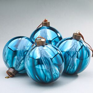 Набор стеклянных шаров Divorze Turchese 10 см, 4 шт