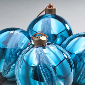 Набор стеклянных шаров Divorze Turchese 10 см, 4 шт Christmas Deluxe фото 2