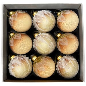 Набор стеклянных шаров Skansano - White Leaf 8 см, 9 шт Christmas Deluxe фото 2