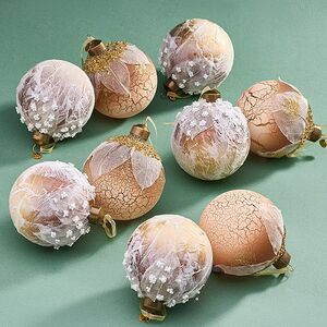 Набор стеклянных шаров Skansano - White Leaf 8 см, 9 шт Christmas Deluxe фото 1