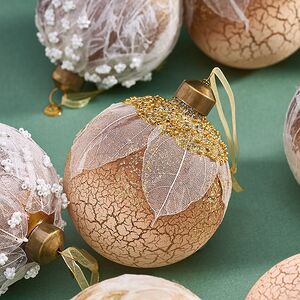 Набор стеклянных шаров Skansano - White Leaf 8 см, 9 шт Christmas Deluxe фото 4