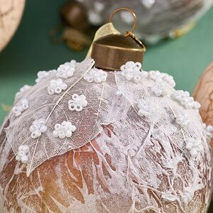 Набор стеклянных шаров Skansano - White Leaf 8 см, 9 шт Christmas Deluxe фото 3