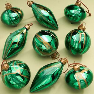 Набор стеклянных елочных игрушек Divorze Verde 8 см, 9 шт