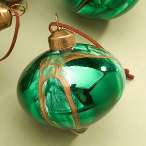 Набор стеклянных елочных игрушек Divorze Verde 8 см, 8 шт, уцененный Christmas Deluxe (Кристмас Делюкс) фото 5