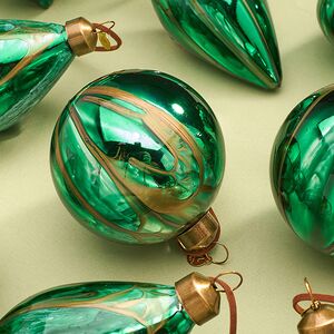 Набор стеклянных елочных игрушек Divorze Verde 8 см, 8 шт, уцененный Christmas Deluxe (Кристмас Делюкс) фото 2