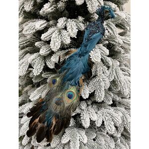 Декоративная фигура Павлин Sapphire - Peacock Oasis 50 см, клипса Christmas Deluxe фото 1