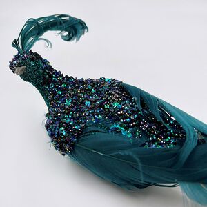 Декоративная фигура Павлин Sapphire - Peacock Oasis 50 см, клипса Christmas Deluxe фото 3