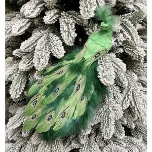 Декоративная фигура Павлин Malachite - Peacock Oasis 29 см, клипса Christmas Deluxe фото 1