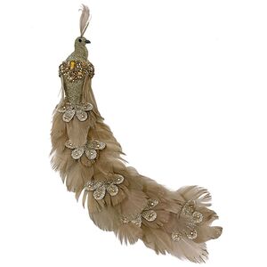 Декоративная фигура Птичка Zircon - Peacock Oasis 34 см, клипса Christmas Deluxe фото 1