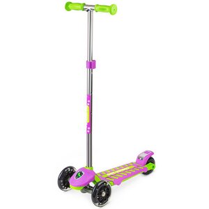 Трехколесный самокат Cosmic Zoo Galaxy Maxi, светящиеся колеса, зелено-фиолетовый Small Rider фото 1