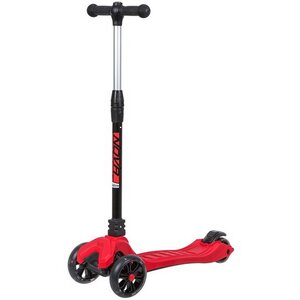 Трехколесный самокат Novatrack Rainbow Pro с широкими светящимися колесами 135/90, красный, до 80 кг