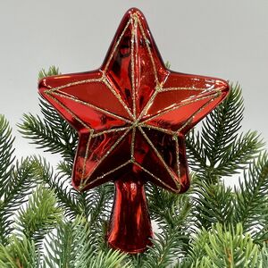 Звезда на елку Рейнем 18 см красная, стекло Christmas Deluxe (Кристмас Делюкс) фото 2