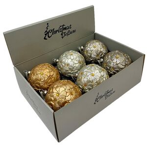 Набор стеклянных шаров Rosolina - Flower Fantasy 10 см, 6 шт Christmas Deluxe фото 1