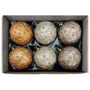 Набор стеклянных шаров Rosolina - Flower Fantasy 10 см, 6 шт Christmas Deluxe фото 2