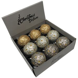 Набор стеклянных шаров Rosolina - Flower Fantasy 8 см, 9 шт Christmas Deluxe фото 1
