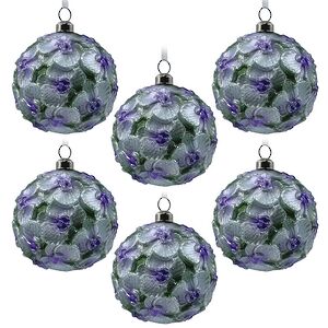 Набор стеклянных шаров Fermo - Пленительная Орхидея 8 см серебряный, 12 шт