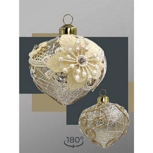 Набор стеклянных елочных игрушек Marinella - Cream Flower 8 см, 9 шт Christmas Deluxe фото 6